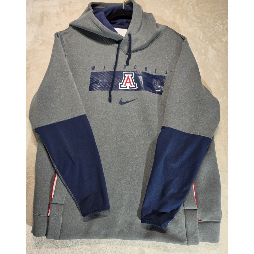 Nike Arizona Wildcats Hoodie XL Gray Navy Therma Fit NCAA Engineered Pullover - Picture 1 of 13